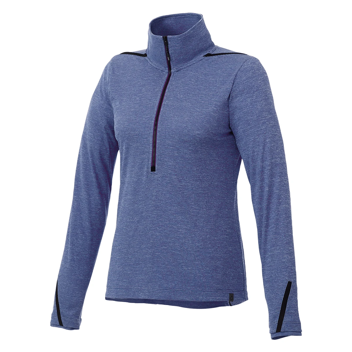 Elevate Women's Metro Blue Heather/Black Dege Eco Knit Half Zip 1 Elevate Women's Metro Blue Heather/Black Dege Eco Knit Half Zip