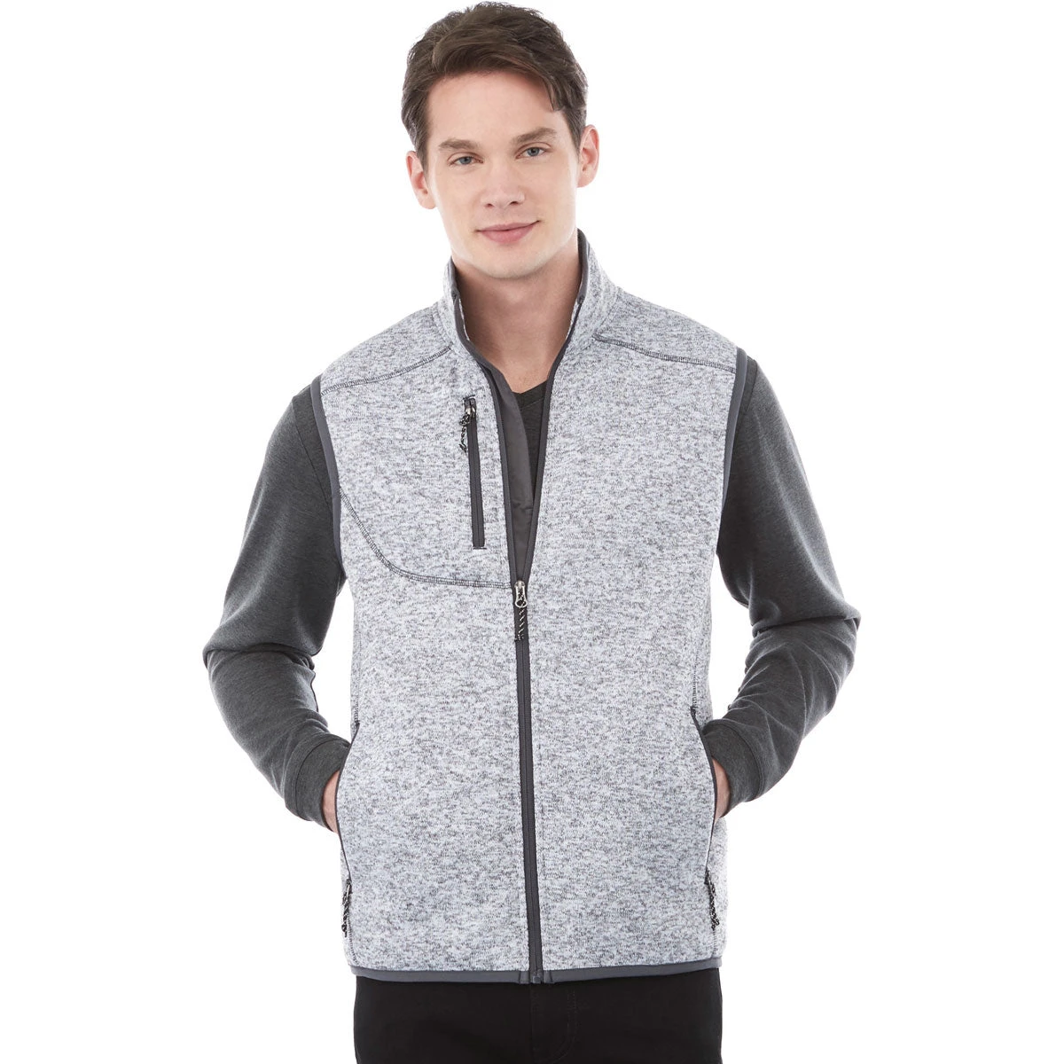Elevate Men's Light Heather Grey Fontaine Knit Vest 3 Elevate Men's Light Heather Grey Fontaine Knit Vest - Image 3