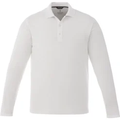Elevate Men's White Mori Long Sleeve Polo