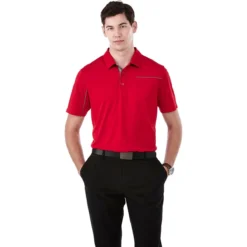 Elevate Men's Team Red/Steel Grey Wilcox Short Sleeve Polo -Elevate TM16309 Team Red Steel Grey HTF