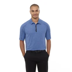 Elevate Men's New Royal Heather Macta Short Sleeve Polo -Elevate TM16627 New Royal Heather Black Smoke HTF