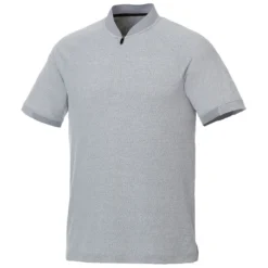 Elevate Men's Silver Heather Kinport Short Sleeve Stand Collar Polo