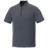 Elevate Men's Black Smoke Heather Kinport Short Sleeve Stand Collar Polo