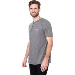 Elevate Men's Heather Charcoal Somoto Eco Short Sleeve Henley -Elevate TM17880 Charcoal Heather HTS