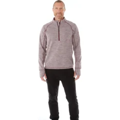 Elevate Men's Maroon Heather Crane Knit Half Zip -Elevate TM18305 384 HTF