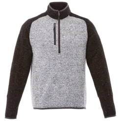 Elevate Men's Light Heather Grey/Black Smoke Heather Vorlage Half Zip Knit Jacket