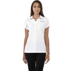 Elevate Women's White/Steel Grey Wilcox Short Sleeve Polo -Elevate TM96309 White Steel Grey HTF