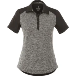 Elevate Women's Heather Dark Charcoal/Black Smoke Sagano Short Sleeve Polo