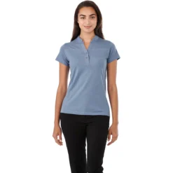 Elevate Women's Steel Blue Heather Concord Short Sleeve Polo -Elevate TM96611 Steel Blue Heather HTF