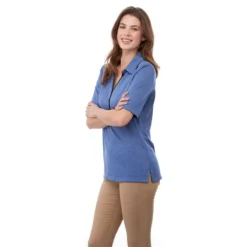 Elevate Women's Metro Blue Heather Skara Short Sleeve Polo -Elevate TM96705 550 HTS