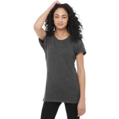 Elevate Women's Heather Dark Charcoal Bodie Short Sleeve T-Shirt -Elevate TM97879 Heather Dark Charcoal HTF