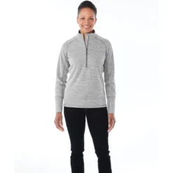 Elevate Women's Heather Charcoal Crane Knit Half Zip -Elevate TM98305 986 HTF