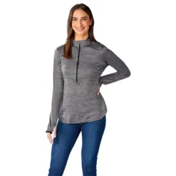 Elevate Women's Heather Dark Charcoal Mather Knit Half Zip -Elevate TM98307 988 HTF