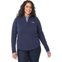 Elevate Women's Vintage Navy Rigi Eco Knit Quarter Zip -Elevate TM98311 Vintage Navy HTF
