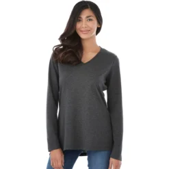 Elevate Women's Heather Dark Charcoal Bromley Knit V-Neck -Elevate TM98614 Heather Dark Charcoal HTF