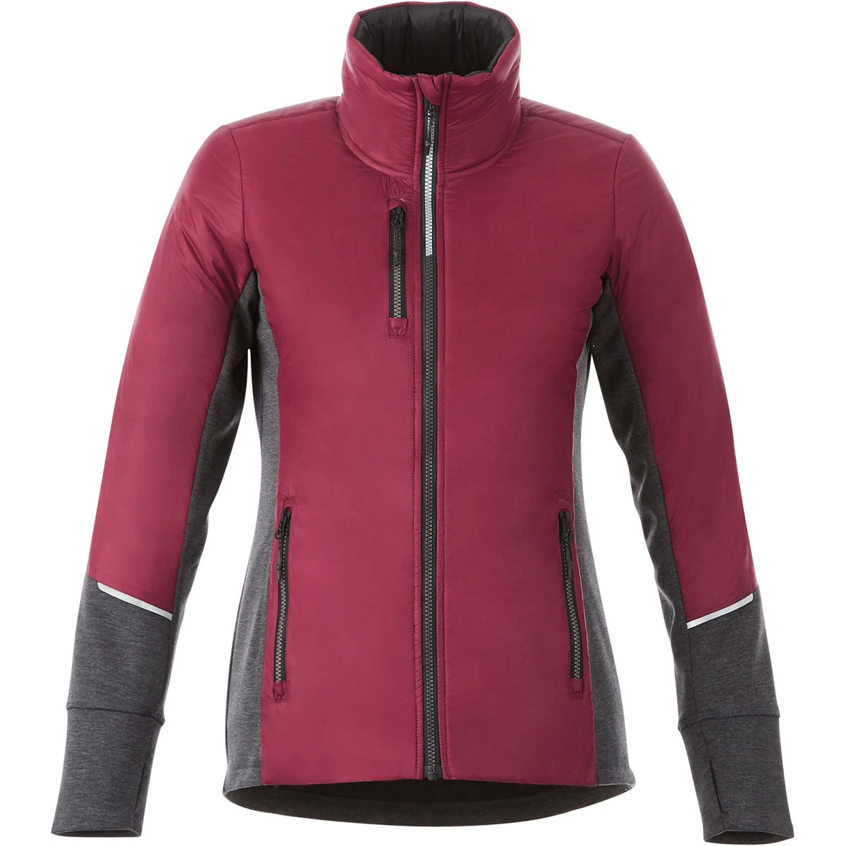 Elevate Women's Maroon/Heather Dark Charcoal Fernie Hybrid Insulated Jacket 1 Elevate Women's Maroon/Heather Dark Charcoal Fernie Hybrid Insulated Jacket