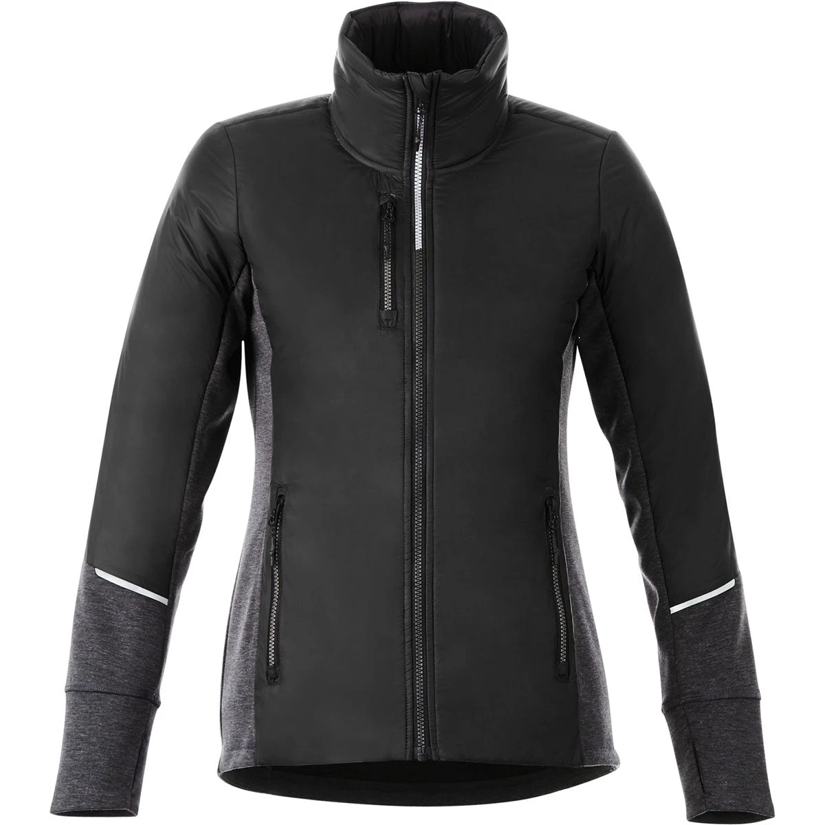 Elevate Women's Black/Heather Dark Charcoal Fernie Hybrid Insulated Jacket 1 Elevate Women's Black/Heather Dark Charcoal Fernie Hybrid Insulated Jacket
